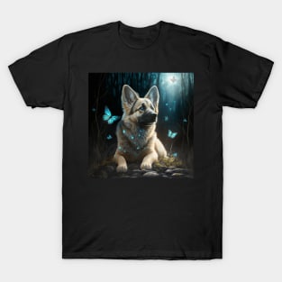 Wolfdog And Butterflies T-Shirt